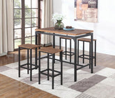 Coaster Santana 5-piece Bar Set Weathered Chestnut and Black Model 182002